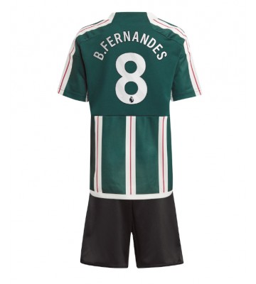 Manchester United Bruno Fernandes #8 Bortaställ Barn 2023-24 Kortärmad (+ Korta byxor)